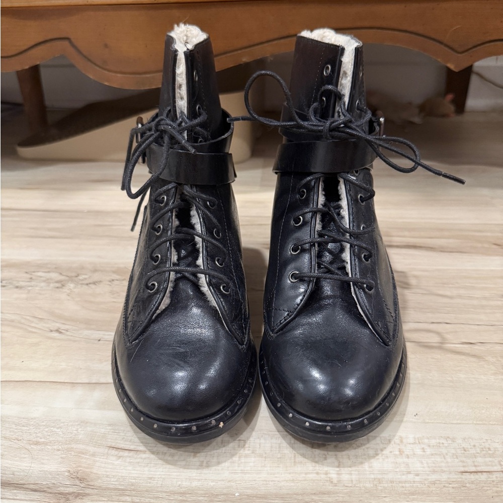 Black UGG Leather Ankle Boots